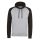 Just Hoods Uniszex raglános kétszínű kapucnis pulóver AWJH009, Heather Grey/Jet Black-L