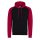 Just Hoods Uniszex raglános kétszínű kapucnis pulóver AWJH009, Jet Black/Fire Red-XL