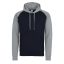 Just Hoods Uniszex raglános kétszínű kapucnis pulóver AWJH009, Oxford Navy/Heather Grey-2XL
