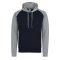 Just Hoods Uniszex raglános kétszínű kapucnis pulóver AWJH009, Oxford Navy/Heather Grey-M