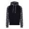 Just Hoods Uniszex raglános kétszínű kapucnis pulóver AWJH009, Solid Black/Black Camo-S