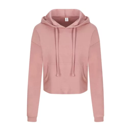 Just Hoods rövid derkú Női kapucnis pulóver AWJH016, Dusty Pink-XS