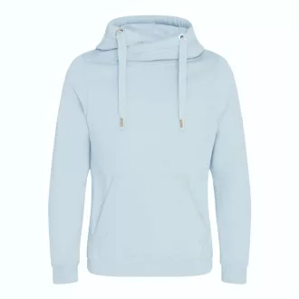   Just Hoods Uniszex keresztbe vart nyakú, vastag kapucnis pulóver AWJH021, Sky Blue-S