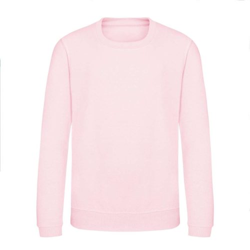 Just Hoods Környakas gyerek pulóver bolyhozott belsővel AWJH030J, Baby Pink-1/2