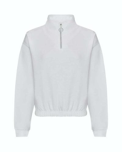 Just Hoods Női 1/4 cipzáras galléros pulóver AWJH037, Arctic White-XS