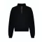 Just Hoods Női 1/4 cipzáras galléros pulóver AWJH037, Deep Black-L