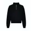 Just Hoods Női 1/4 cipzáras galléros pulóver AWJH037, Deep Black-L