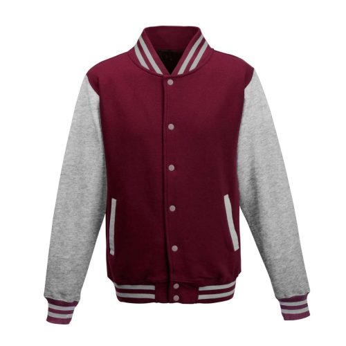 Just Hoods patentos vastag férfi pulóver AWJH043, Burgundy/Heather Grey-XL