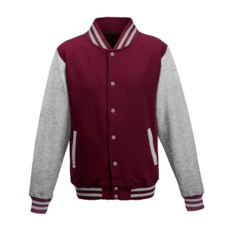   Just Hoods patentos vastag férfi pulóver AWJH043, Burgundy/Heather Grey-XS