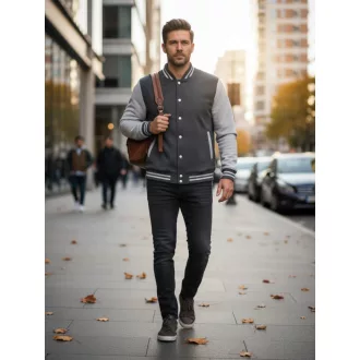   Just Hoods AWJH043 patentos, vastag férfi pulóver, Charcoal/Heather Grey-R-2XL