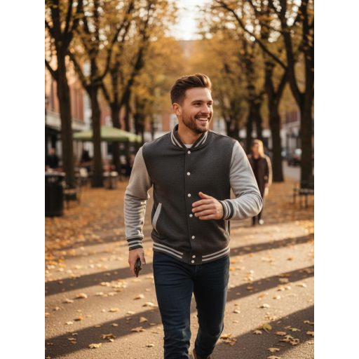 Just Hoods AWJH043 patentos, vastag férfi pulóver, Charcoal/Heather Grey-R-m