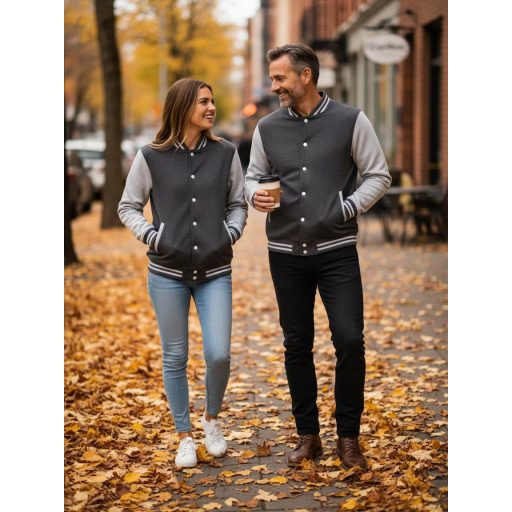 Just Hoods AWJH043 patentos, vastag férfi pulóver, Charcoal/Heather Grey-R-m