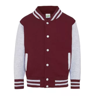  Just Hoods patenttal záródó vastag gyerek pulóver AWJH043J, Burgundy/Heather Grey-5/6