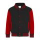 Just Hoods patenttal záródó vastag gyerek pulóver AWJH043J, Jet Black/Fire Red-5/6
