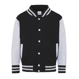   Just Hoods patenttal záródó vastag gyerek pulóver AWJH043J, Jet Black/Heather Grey-5/6
