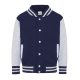 Just Hoods patenttal záródó vastag gyerek pulóver AWJH043J, Oxford Navy/Heather Grey-7/8
