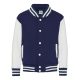 Just Hoods patenttal záródó vastag gyerek pulóver AWJH043J, Oxford Navy/White-7/8