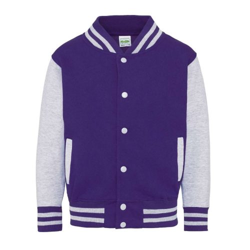 Just Hoods patenttal záródó vastag gyerek pulóver AWJH043J, Purple/Heather Grey-5/6