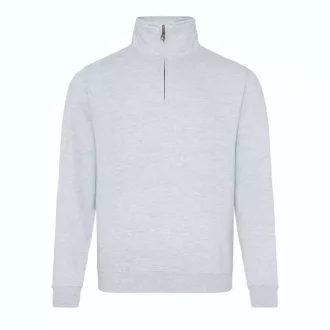  Just Hoods Uniszex 1/4 cipzáras galléros pulóver AWJH046, Heather Grey-S