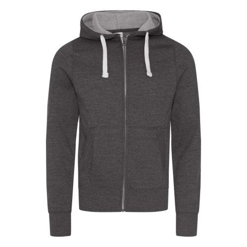 Just Hoods Uniszex cipzáros-kapucnis férfi pulóver AWJH052, Charcoal-M