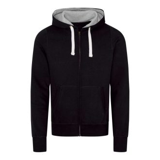   Just Hoods Uniszex cipzáros-kapucnis férfi pulóver AWJH052, Jet Black-S