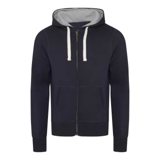   Just Hoods Uniszex cipzáros-kapucnis férfi pulóver AWJH052, New French Navy-S