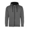 Just Hoods Uniszex pulóver kontrasztos színű cipzárral kapucnival AWJH053, Charcoal Grey/Jet Black-XL