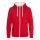 Just Hoods Uniszex pulóver kontrasztos színű cipzárral kapucnival AWJH053, Fire Red/Arctic White-2XL