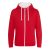 Just Hoods Uniszex pulóver kontrasztos színű cipzárral kapucnival AWJH053, Fire Red/Arctic White-2XL