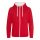 Just Hoods Uniszex pulóver kontrasztos színű cipzárral kapucnival AWJH053, Fire Red/Arctic White-S