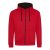 Just Hoods Uniszex pulóver kontrasztos színű cipzárral kapucnival AWJH053, Fire Red/Jet Black-L