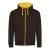 Just Hoods Uniszex pulóver kontrasztos színű cipzárral kapucnival AWJH053, Jet Black/Gold-M