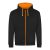 Just Hoods Uniszex pulóver kontrasztos színű cipzárral kapucnival AWJH053, Jet Black/Orange Crush-L