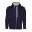 Just Hoods Uniszex pulóver kontrasztos színű cipzárral kapucnival AWJH053, New French Navy/Heather Grey-L