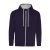 Just Hoods Uniszex pulóver kontrasztos színű cipzárral kapucnival AWJH053, New French Navy/Heather Grey-S