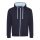 Just Hoods Uniszex pulóver kontrasztos színű cipzárral kapucnival AWJH053, New French Navy/Sky Blue-S