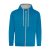 Just Hoods Uniszex pulóver kontrasztos színű cipzárral kapucnival AWJH053, Sapphire Blue/Heather Grey-L