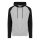 Just Hoods Uniszex kétszínű kapucnis cipzáros pulóver AWJH063, Heather Grey/Jet Black-L