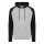Just Hoods Uniszex kétszínű kapucnis cipzáros pulóver AWJH063, Heather Grey/Jet Black-XL
