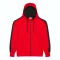 Just Hoods Uniszex sport kapucnis cipzáros pulóver kontrasztos betéttel AWJH066, Fire Red/Jet Black-2XL