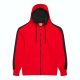 Just Hoods Uniszex sport kapucnis cipzáros pulóver kontrasztos betéttel AWJH066, Fire Red/Jet Black-L