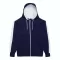 Just Hoods Uniszex sport kapucnis cipzáros pulóver kontrasztos betéttel AWJH066, Oxford Navy/Arctic White-3XL