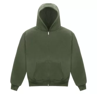   Nagyon vastag, túlméretezett cipzáros-kapucnis pulóver Just Hoods AWJH125, Earthy Green-XS