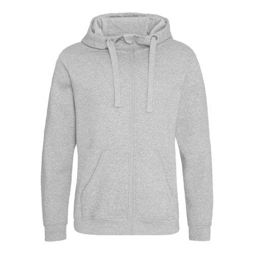 Just Hoods Uniszex vastag cipzáros kapucnis pulóver osztott kenguruzsebbel AWJH150, Heather Grey-XS
