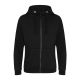 Just Hoods Uniszex vastag cipzáros kapucnis pulóver osztott kenguruzsebbel AWJH150, Jet Black-XL