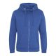 Just Hoods Uniszex vastag cipzáros kapucnis pulóver osztott kenguruzsebbel AWJH150, Royal Blue-XL