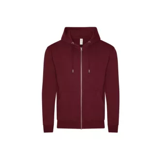   Just Hoods Uniszex organikus kapucnis cipzáras pulóver AWJH250, Burgundy-XS