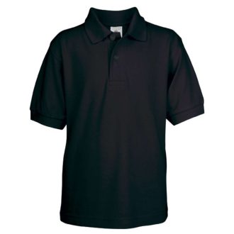   B&C BCPK486 gyerek, rövid ujjú galléros pamut póló, Black-5/6