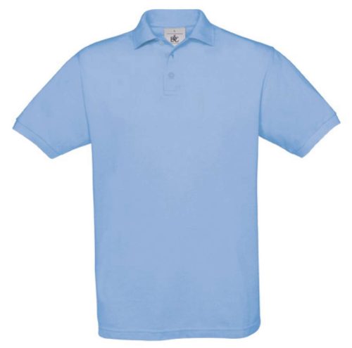 B&C BCPU409 három gombos, galléros rövid ujjú férfi piké póló, Sky Blue-2XL