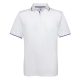 B&C BCPU413 kontrasztos szegélyű galléros férfi piké póló, White/Royal Blue-L
